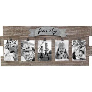 Rustic Wood Collage Picture Frame with Clips and Metal Detail Brown 26" x 11”